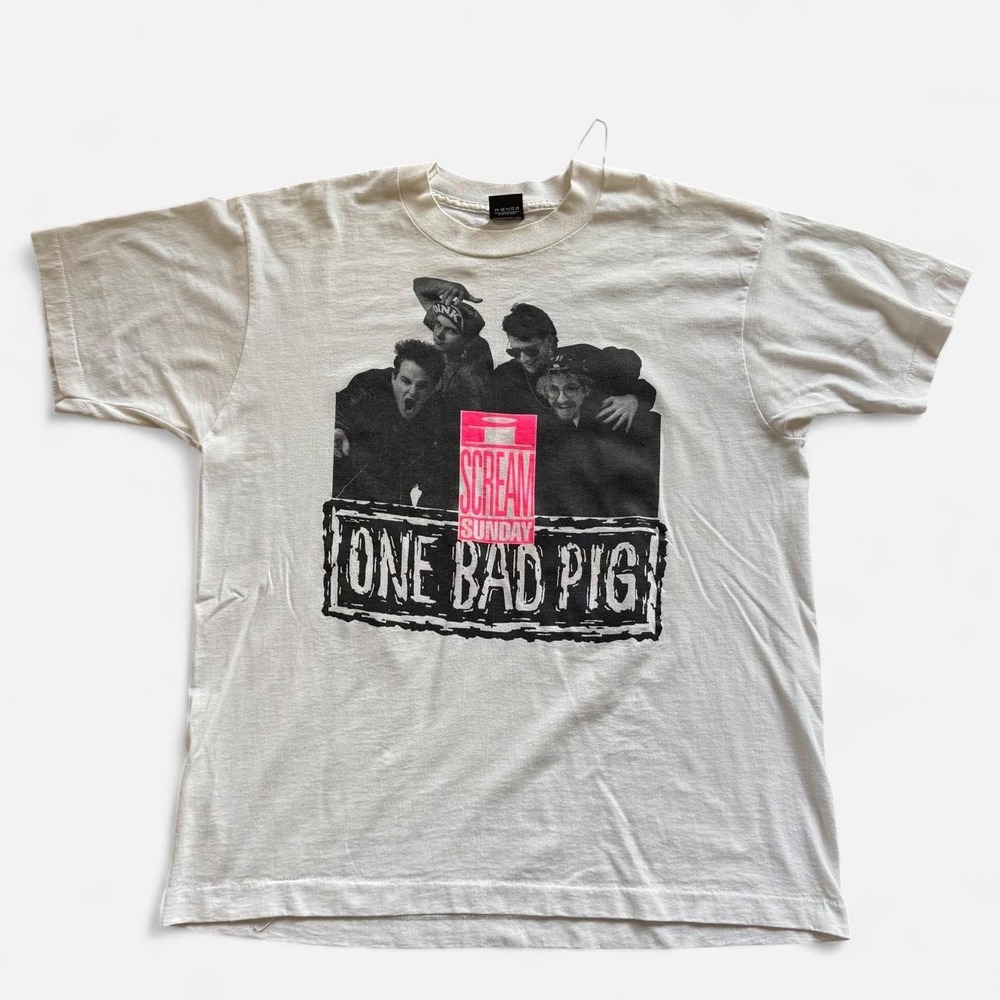 Vintage early 90s One Bad Pig 'I Scream Sunday' Christian punk band tee size XL